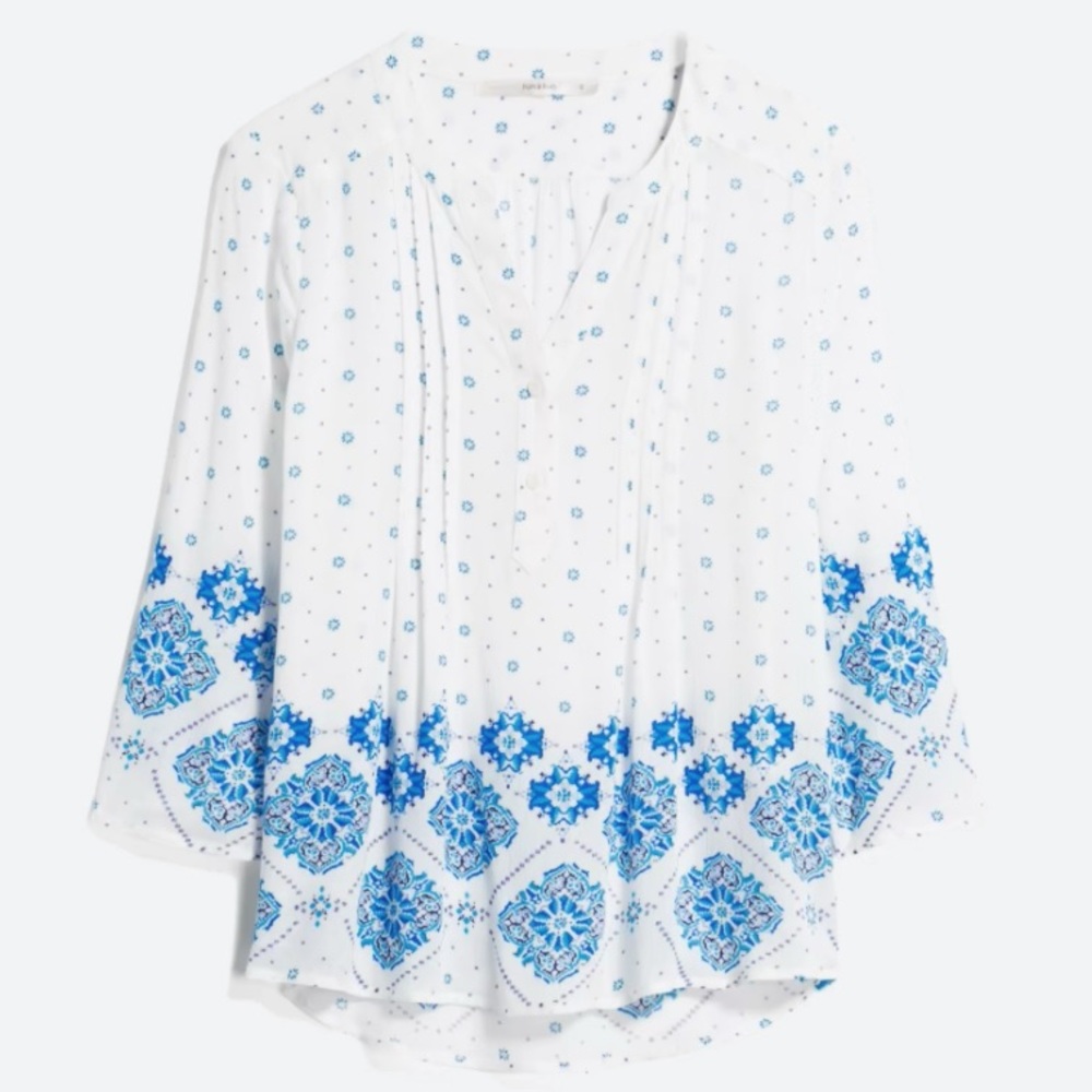 Boho split-neck top